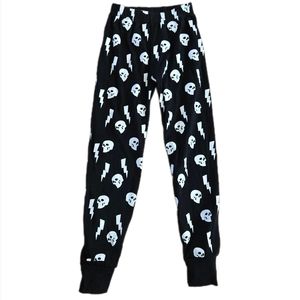 Black Skull and Lightning Pajama Pants